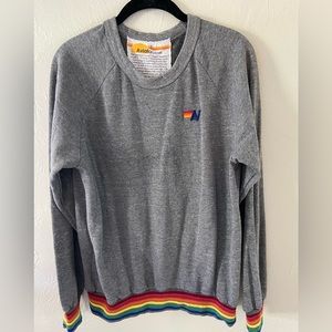 AVIATOR NATION Crew Sweatshirt in Heather Grey